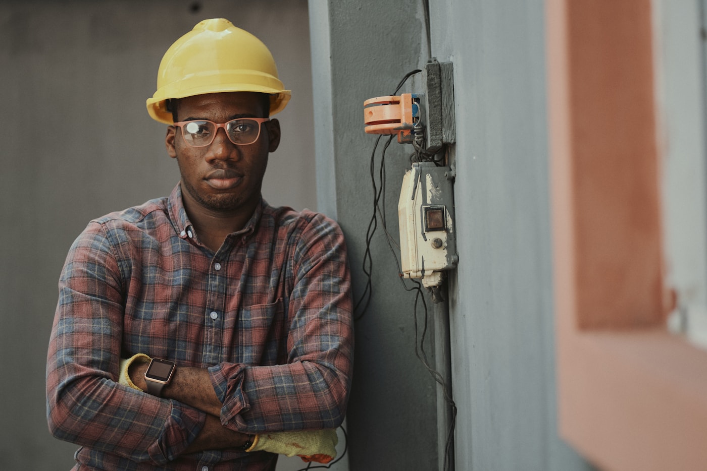 African mining and technical professional in hard hat and work gear
